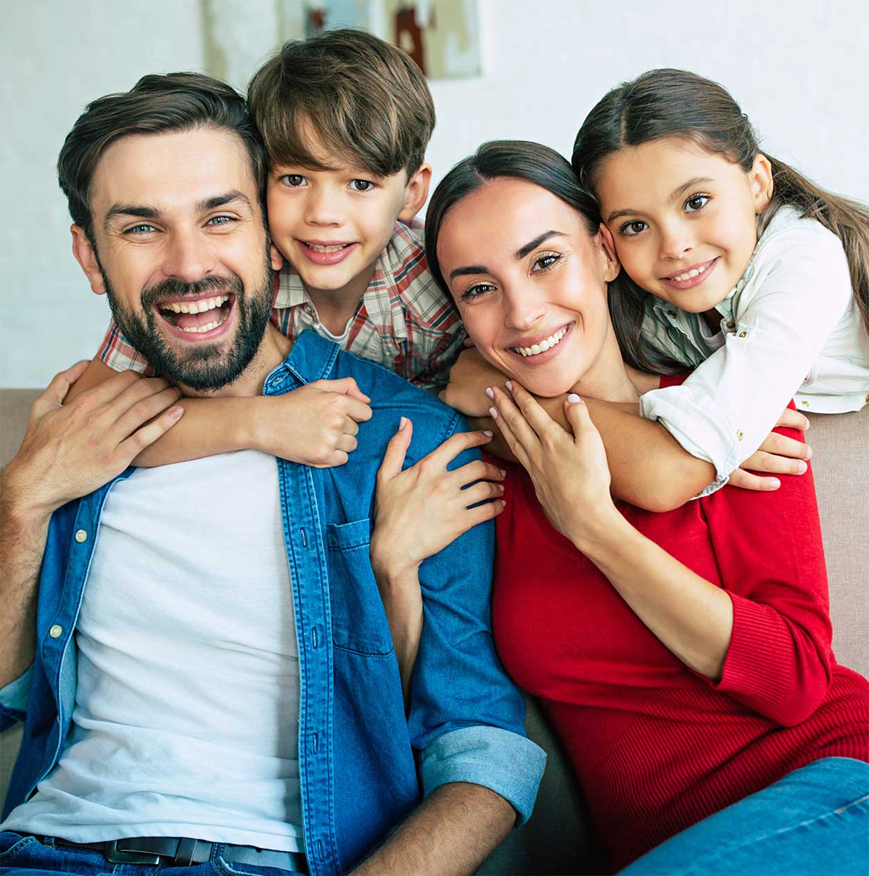 Happy family smiling together